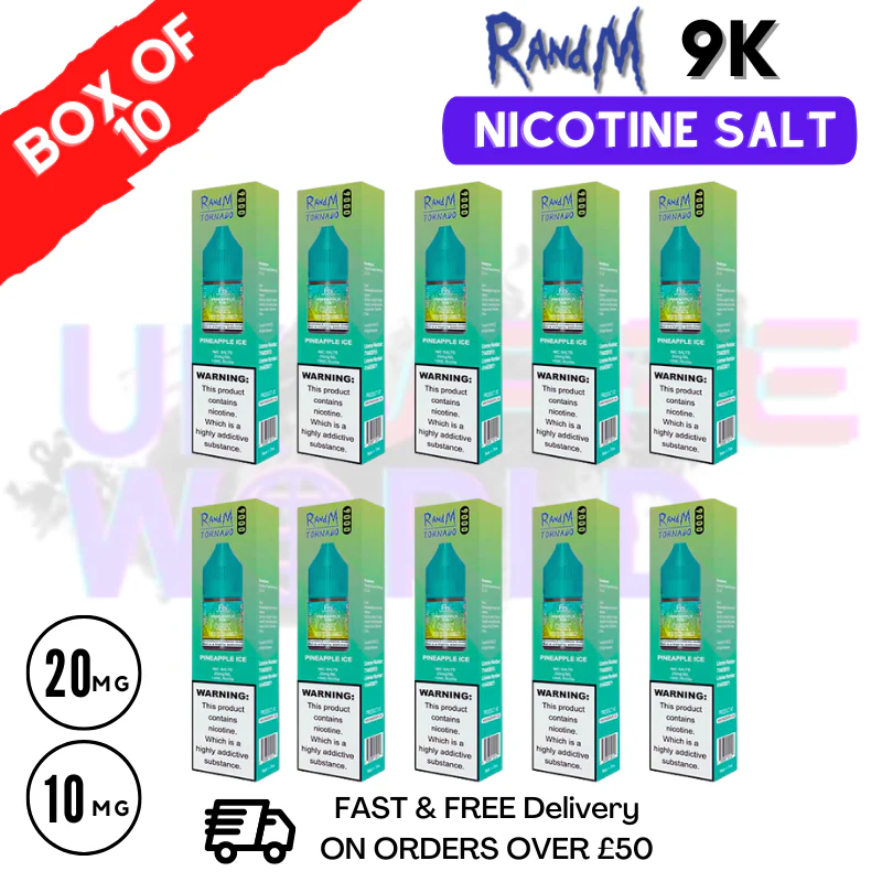 Pineapple ICE RandM 9000 Tornado Nic Salt Pack / Box of 10 - £16.99