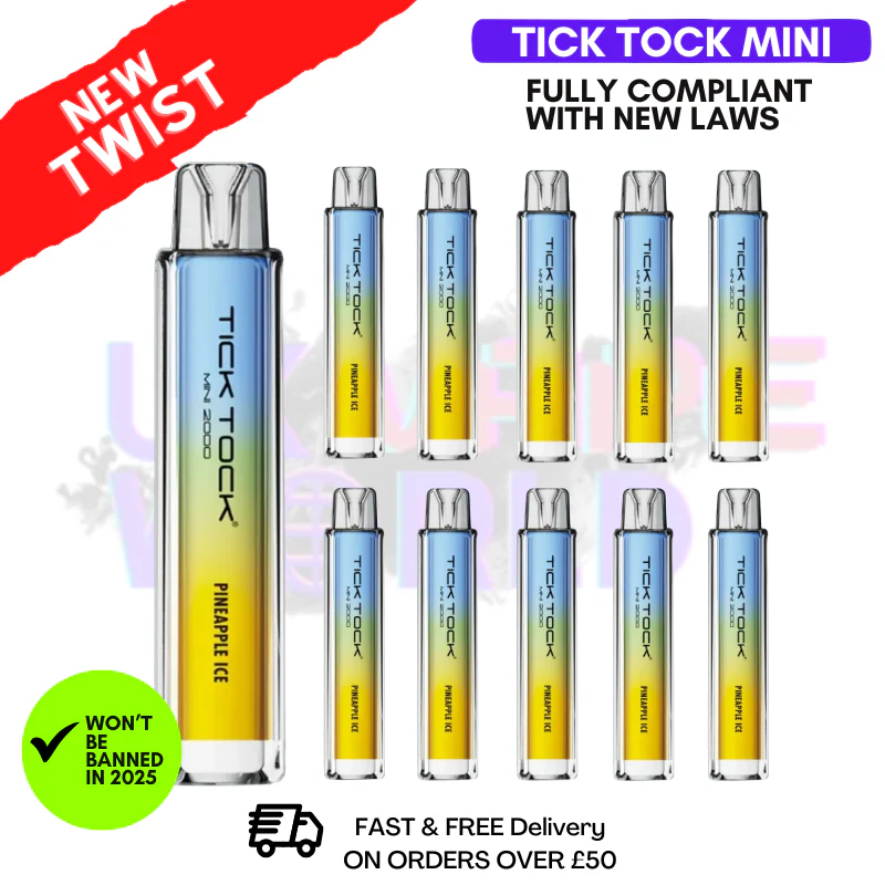 Pineapple Ice Tick Tock Mini 2000 Box Of 10