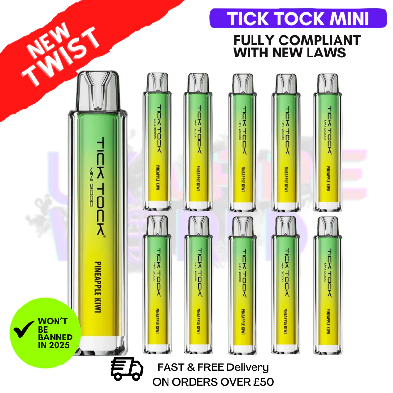 Pineapple Kiwi Tick Tock Mini 2000 Box Of 10