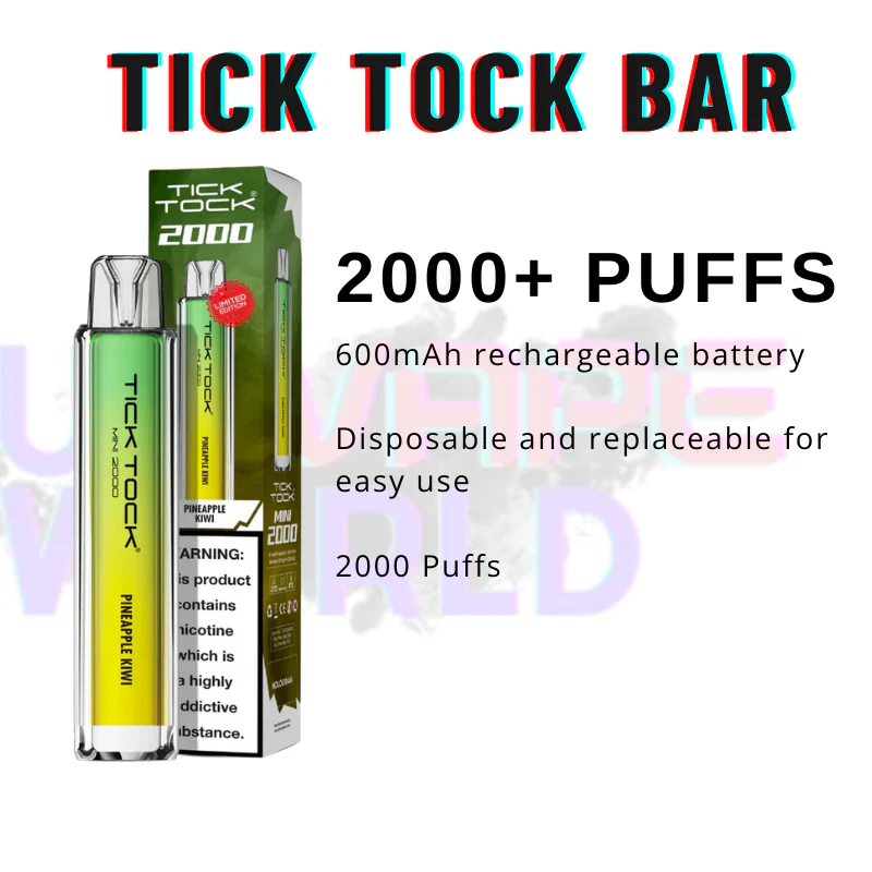 Pineapple Kiwi Tick Tock Mini 2000 Puff Kit - Image 3