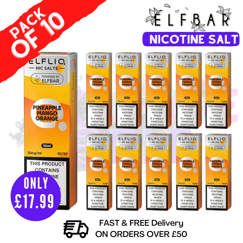 Pineapple Mango Orange ElfLiq Nic Salt BOX OF 10 - ONLY £17.99