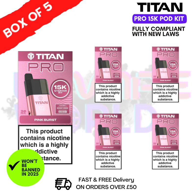 Pink Burst Titan Pro 15K Pod Kit Box of 5