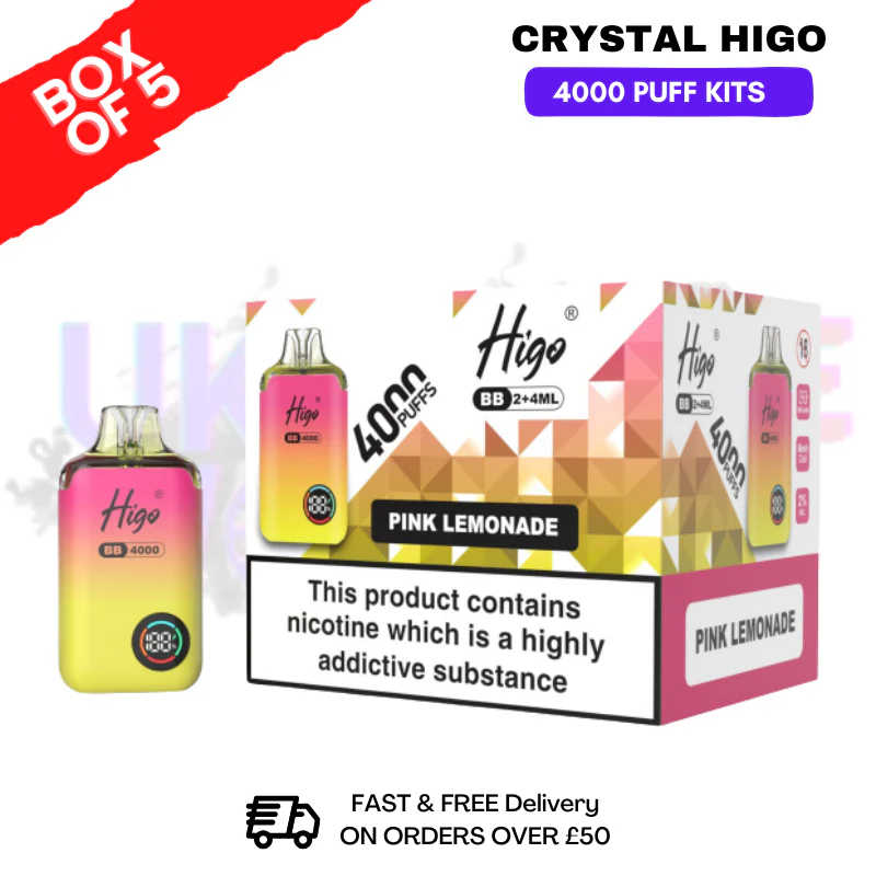 Pink Lemonade Crystal Higo 4000 Pod Kits Box Of 5