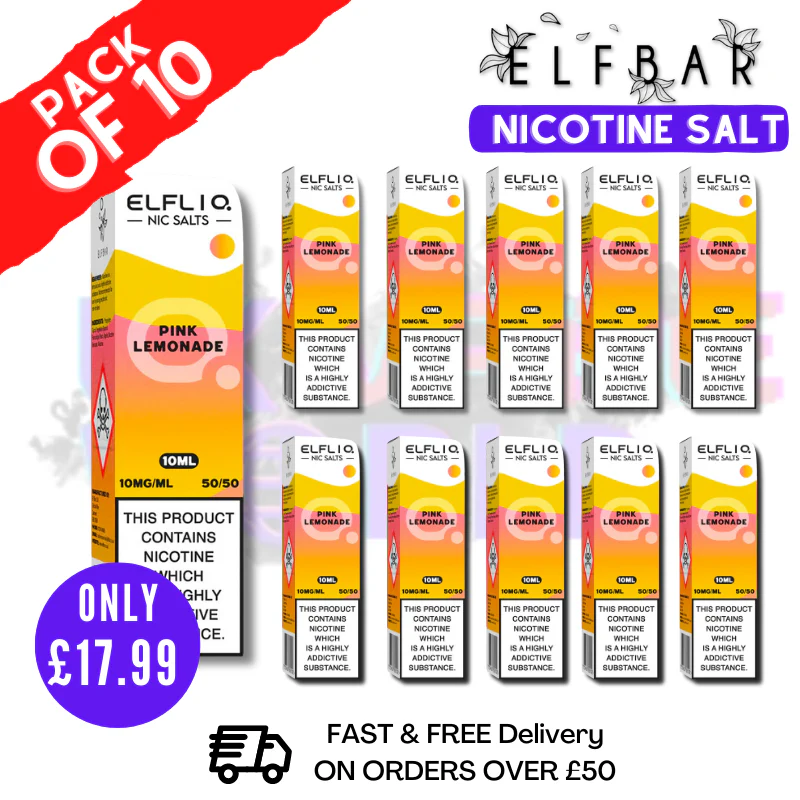 Pink Lemonade ElfLiq Nic Salt BOX OF 10 - ONLY £17.99