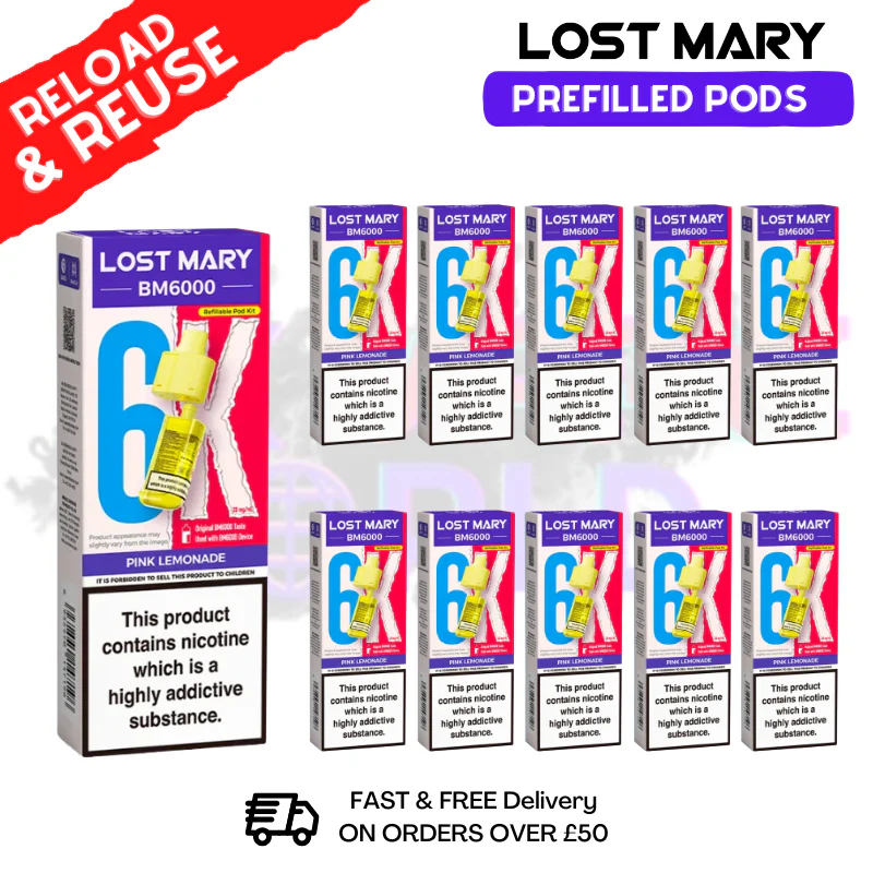 Pink Lemonade Lost Mary BM6000 Replacement Pods BOX OF 10