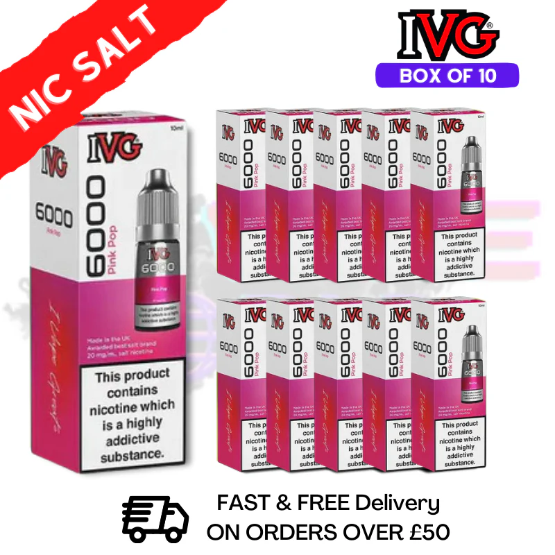 Pink Pop IVG 6000 Box Of 10 Nic Salt