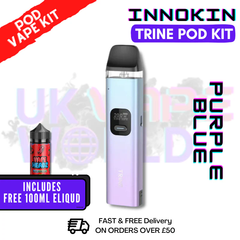 Purple Blue Innokin Trine Pod Vape Kit + FREE 100ML Eliquid