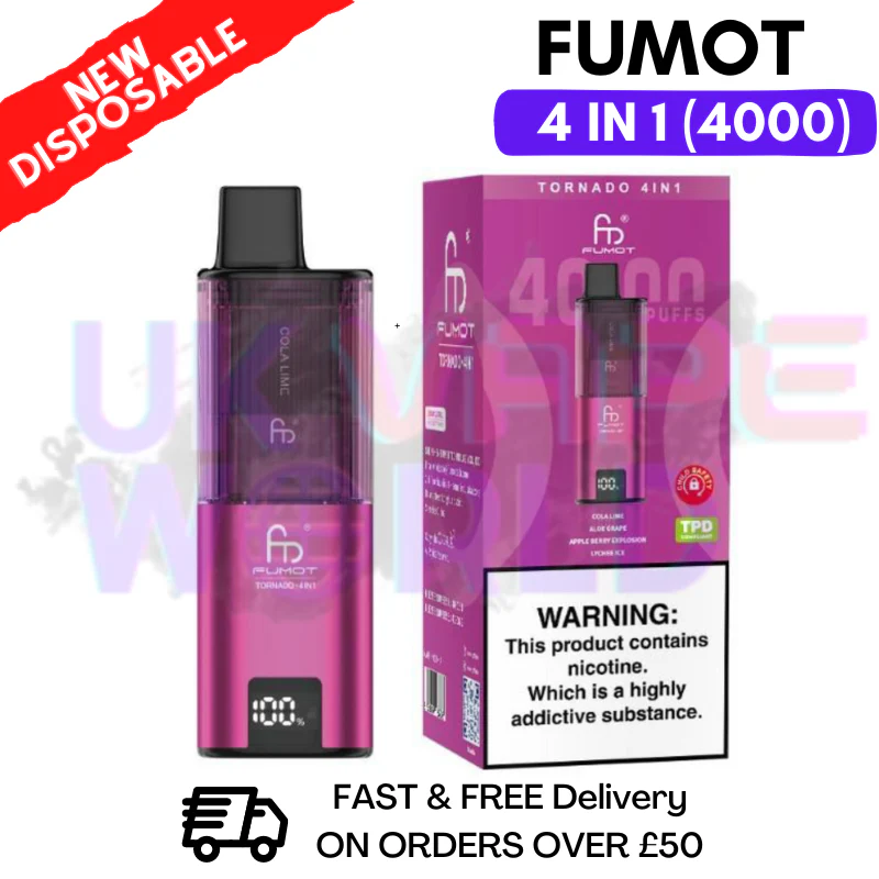 Purple Red Edition Fumot Tornado 4000 Puff Prefilled Vape Kit