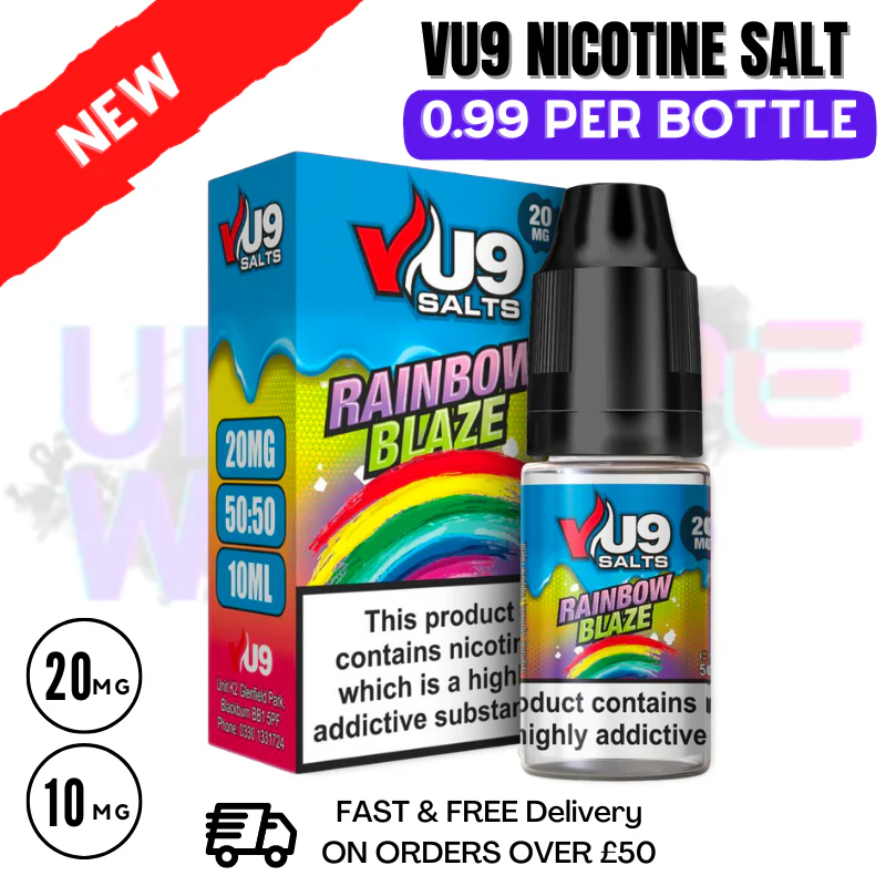 Rainbow Blaze Nic Salt 10ml Nicotine E Juice by VU9 - 99p Eliquid