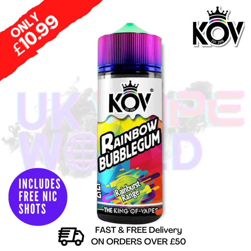 Rainbow Bubblegum Range KOV 100ML Eliquid Shortfill E Juice
