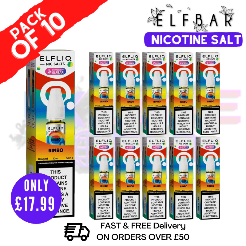 Rainbow (Rinbo) ElfLiq Nic Salt BOX OF 10 - ONLY £17.99