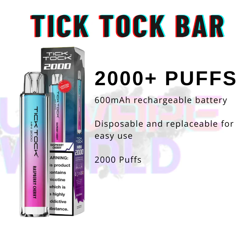 Raspberry Cherry Tick Tock Mini 2000 Puff Kit - Image 3