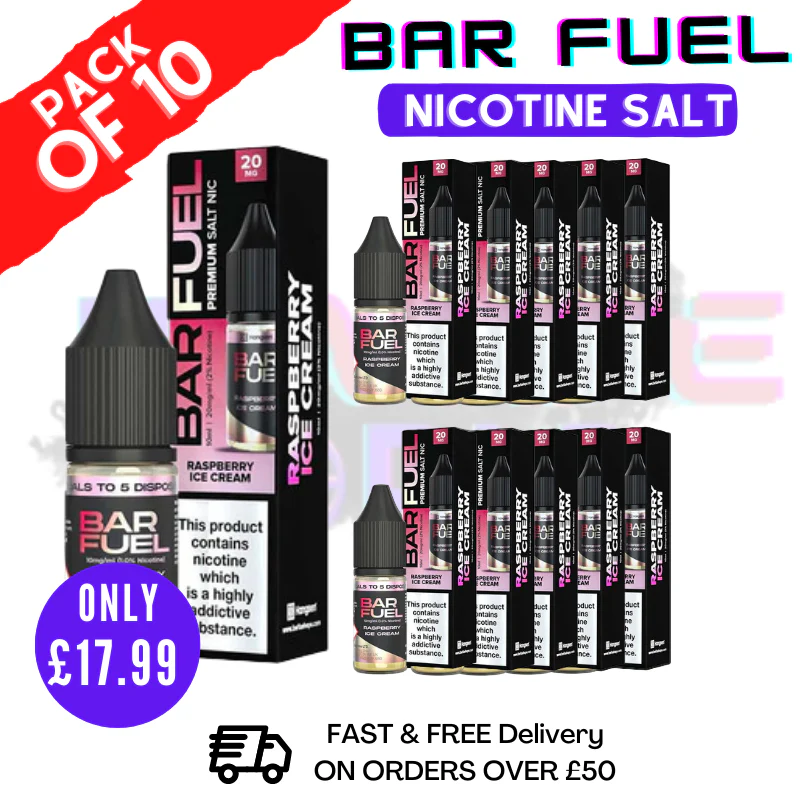 Raspberry ICE Cream Bar Fuel Nic Salt BOX OF 10