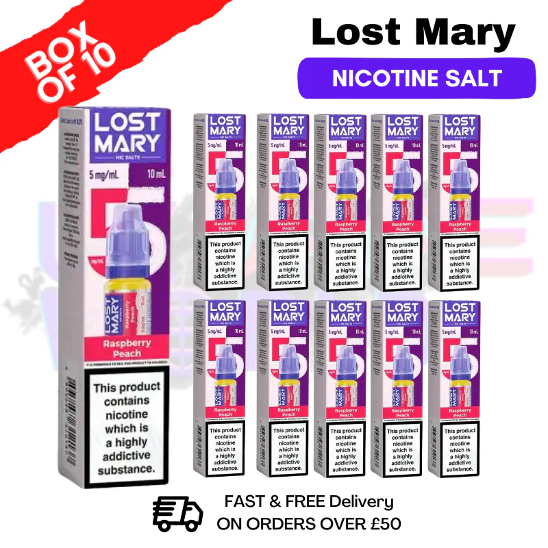 Raspberry Peach Lost Mary Nic Salt BOX OF 10