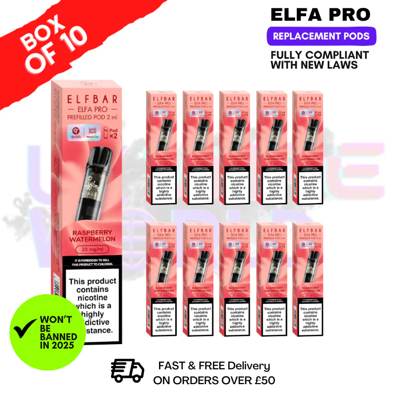 Raspberry Watermelon Elf Bar Elfa Pro Prefilled Pod Box Of 10