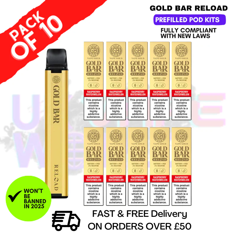Raspberry Watermelon Gold Bar Reload Prefilled Pod Kit Box of 10