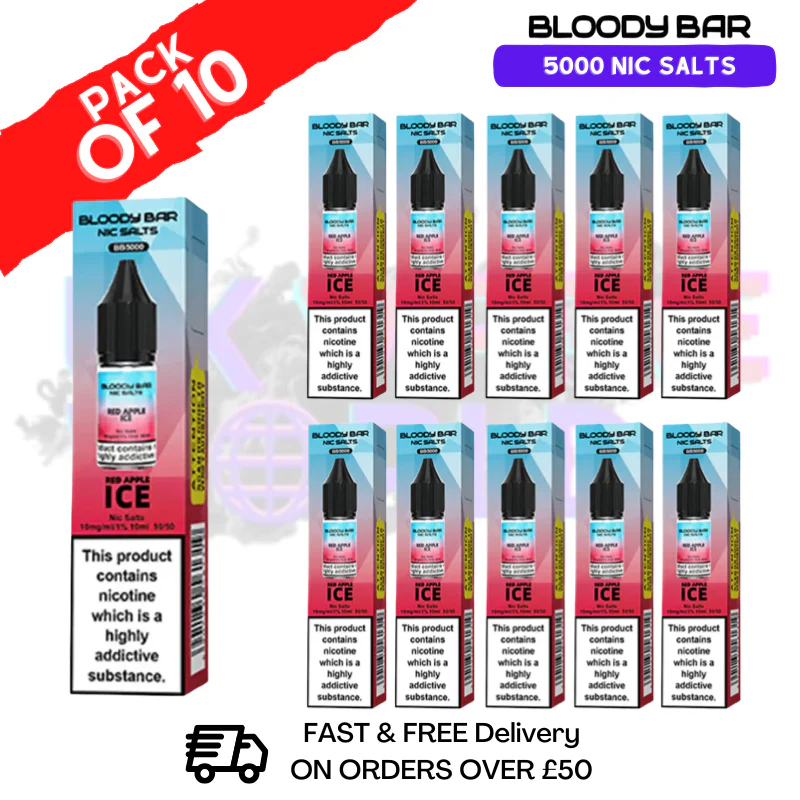 Red Apple Ice Bloody Bar 5000 Bar Salt Box Of 10