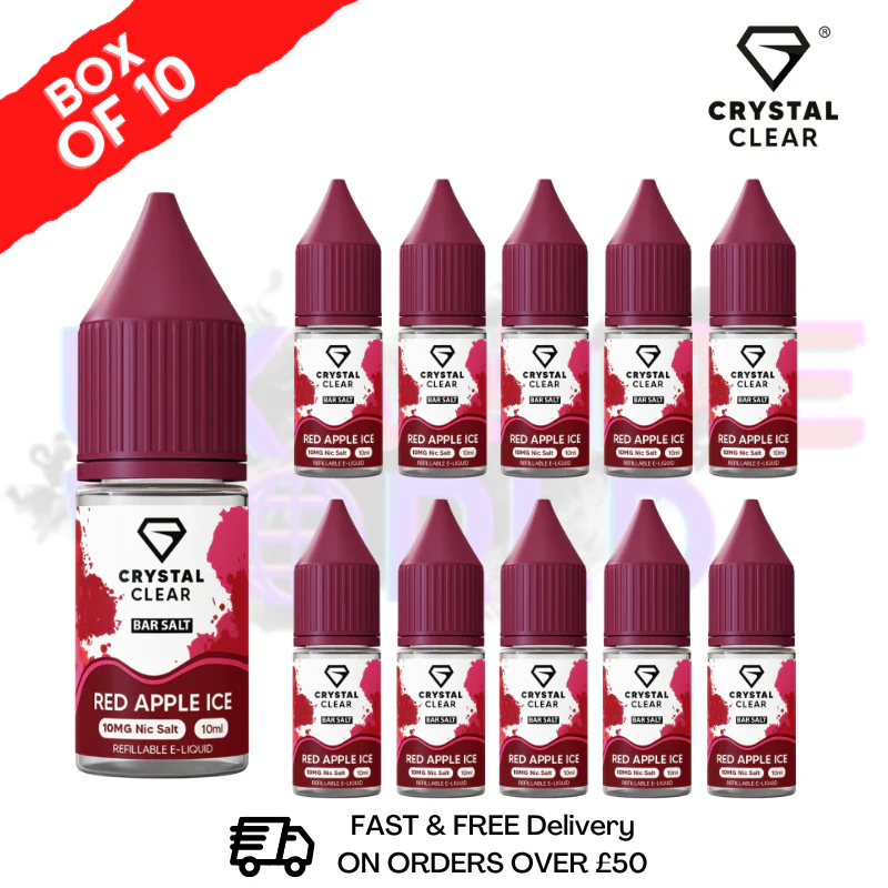 Red Apple ICE Crystal Clear Nic Salt Box Of 10 - Only £17.99