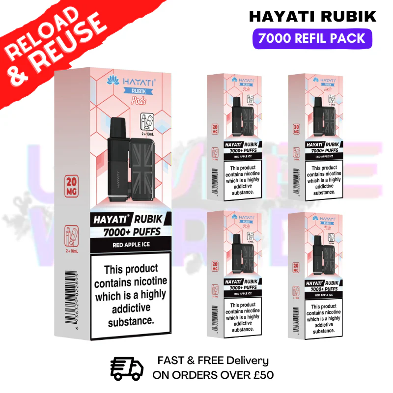 Red Apple ICE Hayati Rubik 7K Replacement Pods Box Of 5