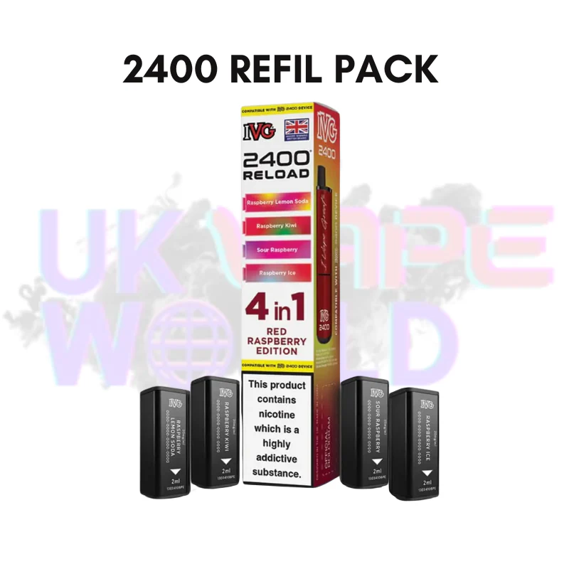 Red Raspberry Edition IVG 2400 RELOAD Pods - Box Of 10 - Image 2