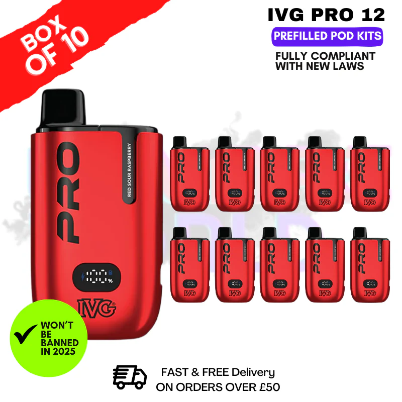 Red Sour Raspberry IVG Pro 12 Box Of 10 Vape Kits