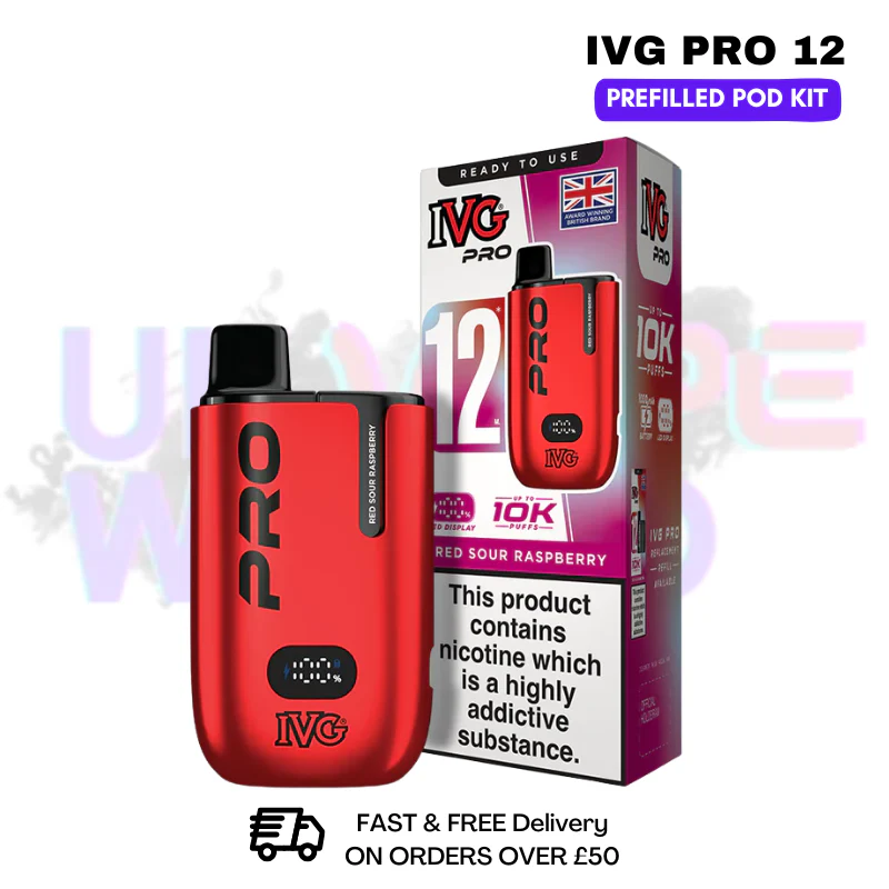 Red Sour Raspberry IVG Pro12 Prefilled Pod Kit