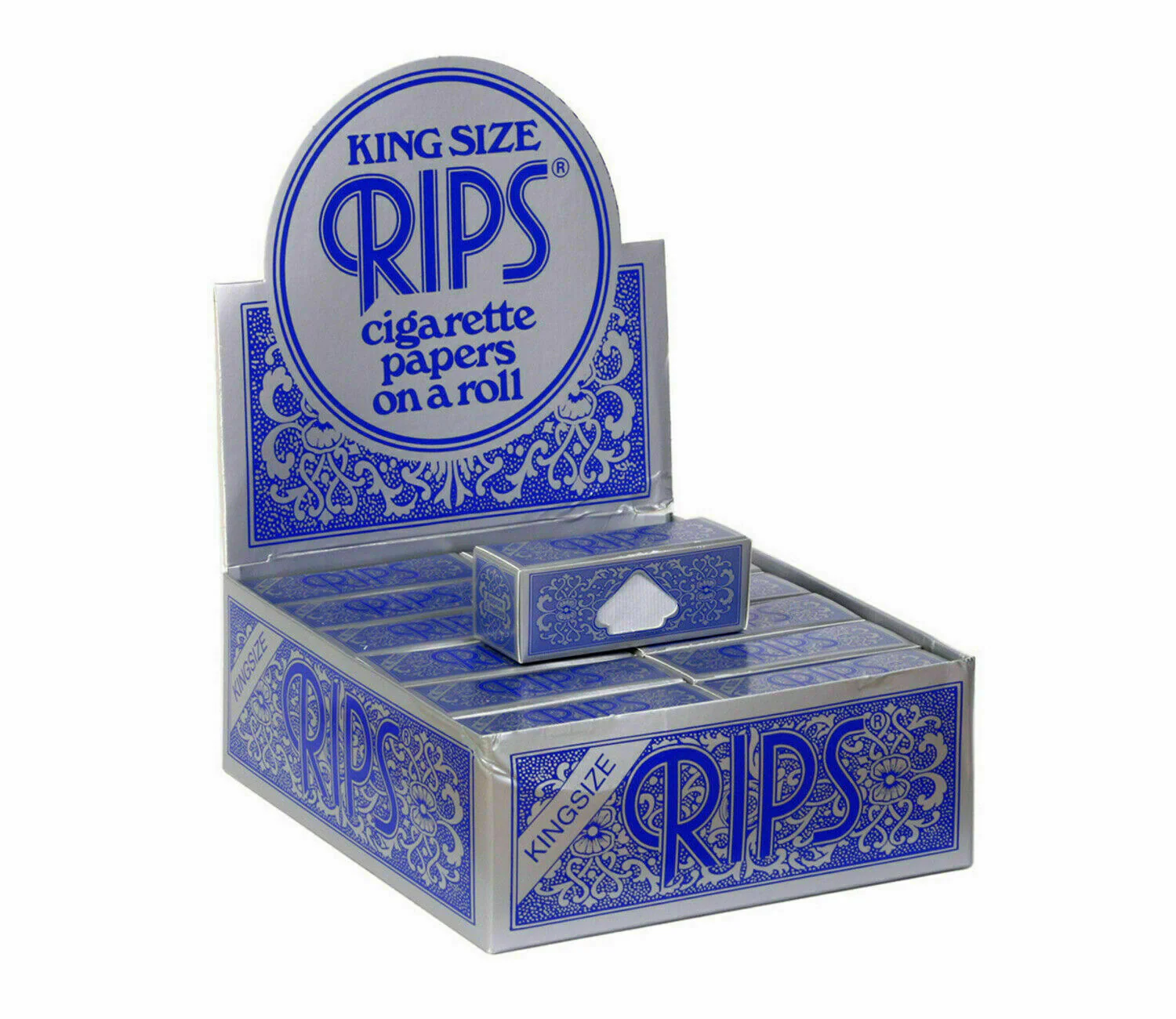 Rips King Size Blue Cigarette Papers Roll Full Box 24 Rolls