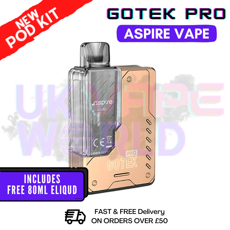 Rose Gold Aspire Gotek Pro Vape Kit | £17.99 | FREE 80ML Eliquid