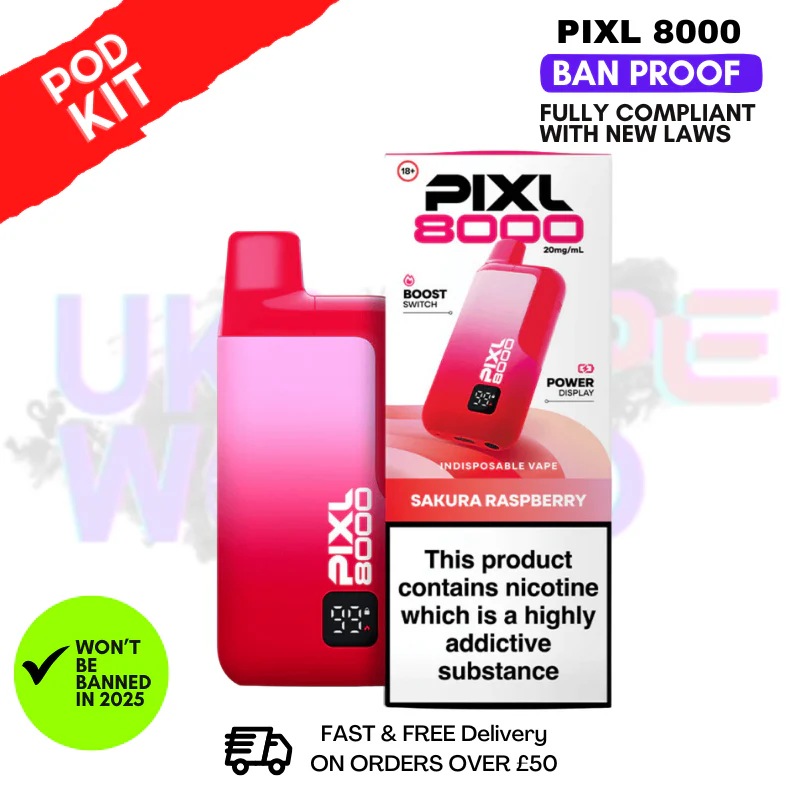 Sakura Raspberry Pixl 8000 Puff Pod Kit