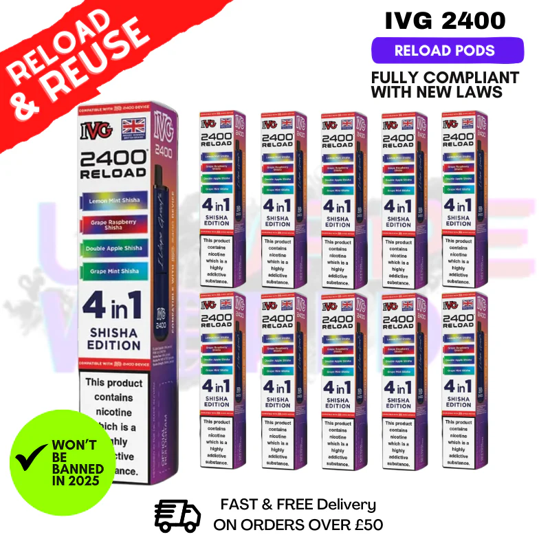 Shisha Edition IVG 2400 RELOAD Pods - Box Of 10