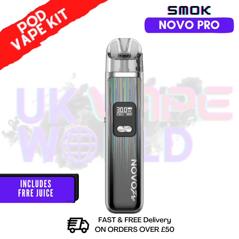 Silver Black Smok Novo Pro Pod Kit + Free Nic Salt