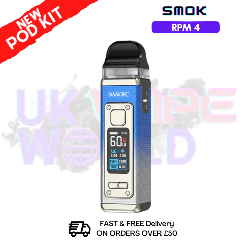 Silver Blue Smok Rpm 4 Pod Kit + Free Nic Salt