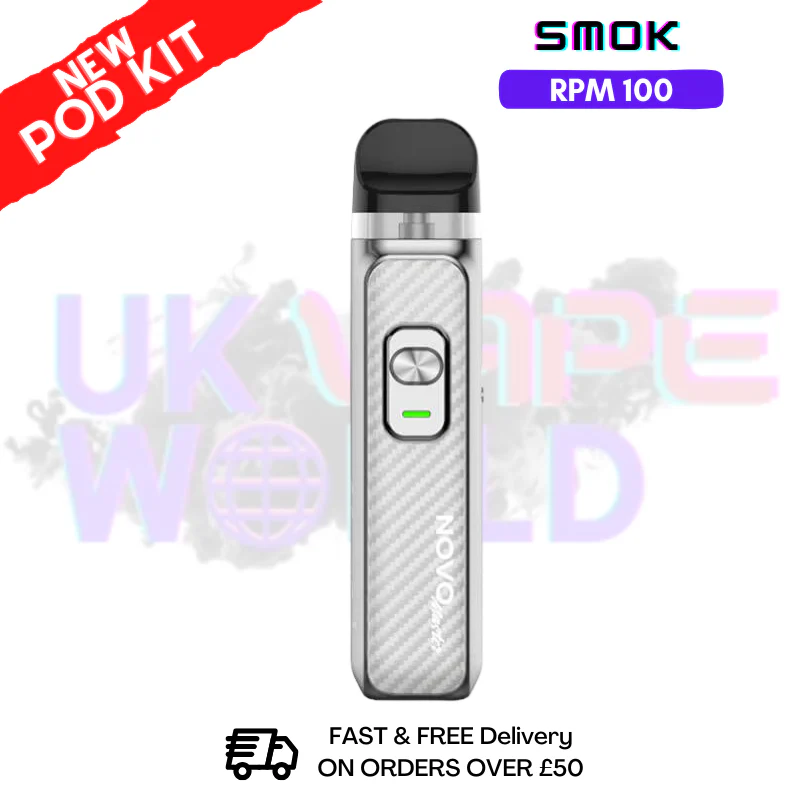 Silver Carbon Fiber Smok Novo Master 30K Pod Kit + Free Nic Salt (PRICE £12.99)