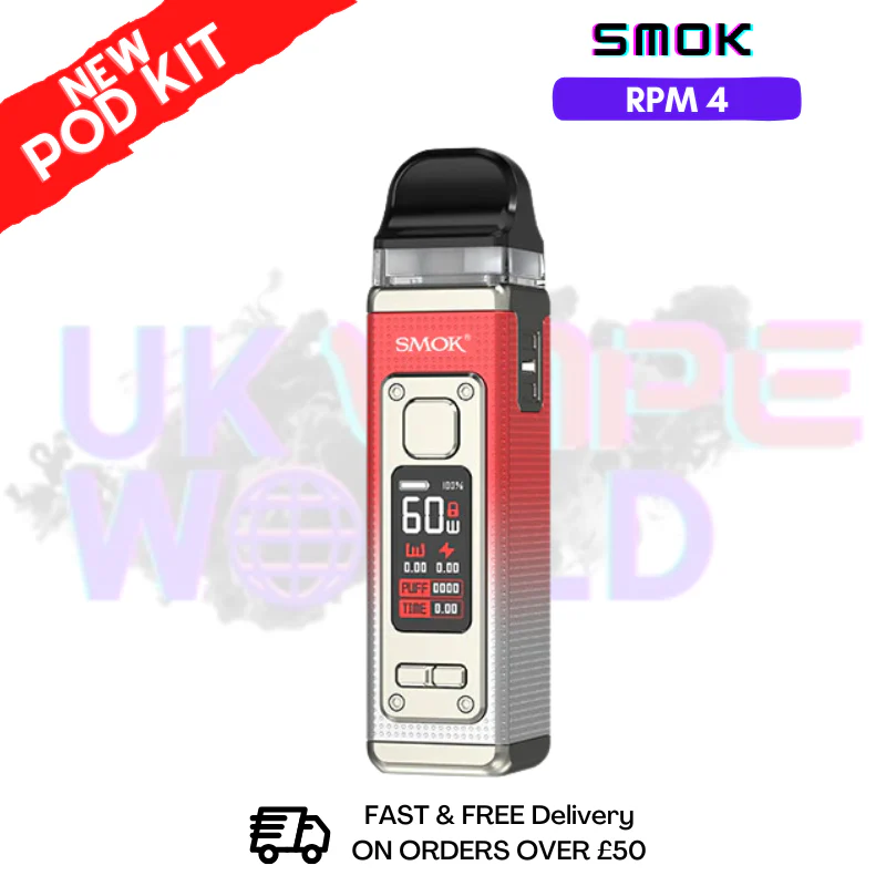 Silver Red Smok Rpm 4 Pod Kit + Free Nic Salt