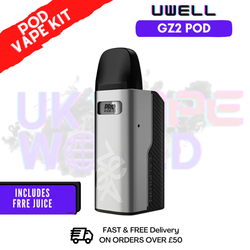 Silver Uwell Caliburn GZ2 Pod Kit + Free Nic Salt