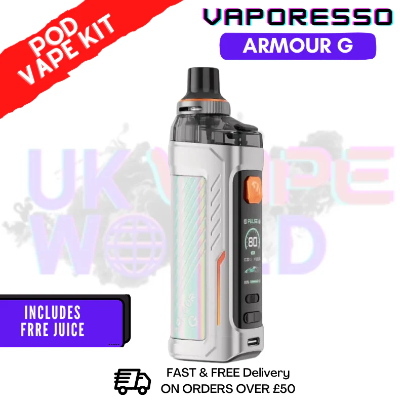 Silver Vaporesso Armour G Pod Kit + Free 100ML