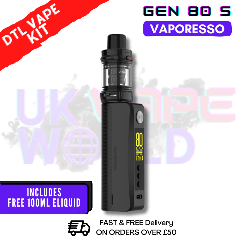 Black Vaporesso GEN 80 S Vape Kit + Free 100ml - £27.99