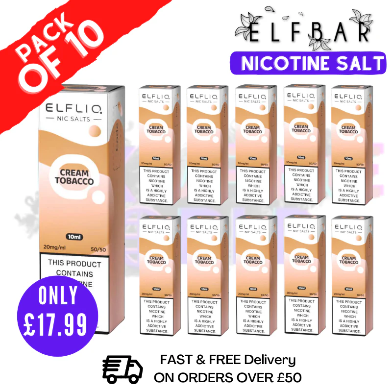 Snow (Cream) Tobacco ElfLiq Nic Salt BOX OF 10 - ONLY £17.99