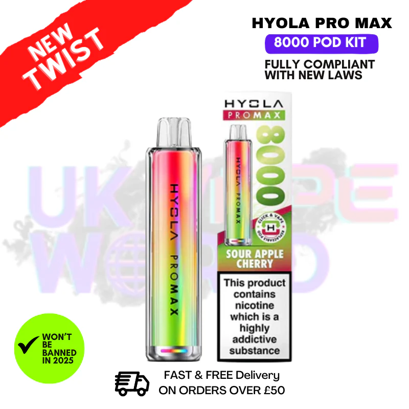 Sour Apple Cherry Hyola Pro Max 8000 Puff Prefilled Pod Kit