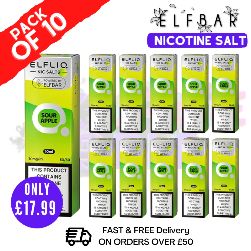 Sour Apple ElfLiq Nic Salt BOX OF 10 - ONLY £17.99