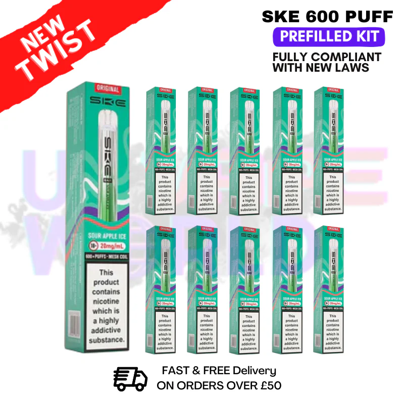 Sour Apple ICE Crystal Bar Puffs 600 SKE Box Of 10