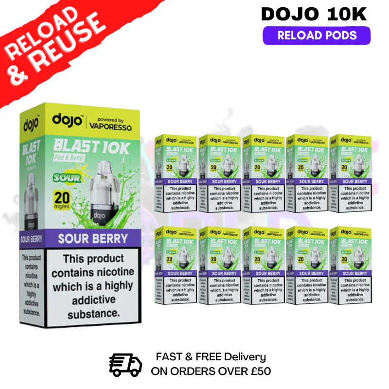 Sour Berry Dojo Blast 10K Replacement Pods Box Of 10