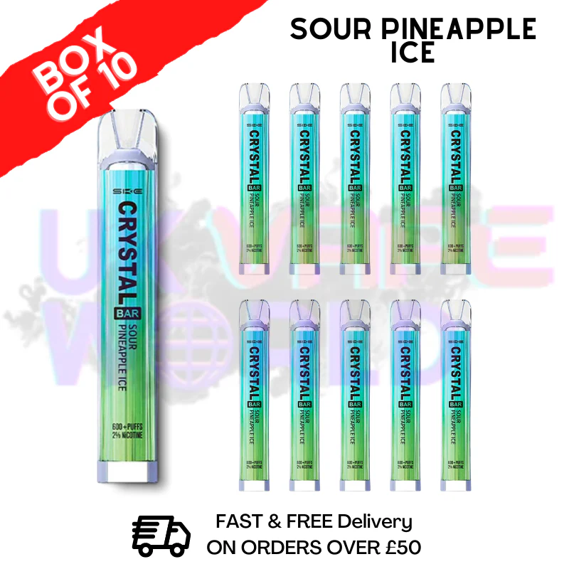 Sour Pineapple ICE - Crystal Bar Puffs 600 SKE Box Of 10