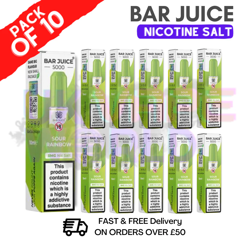 Sour Rainbow Bar Juice 5000 Nic Salt | Box of 10 | ONLY £13.99