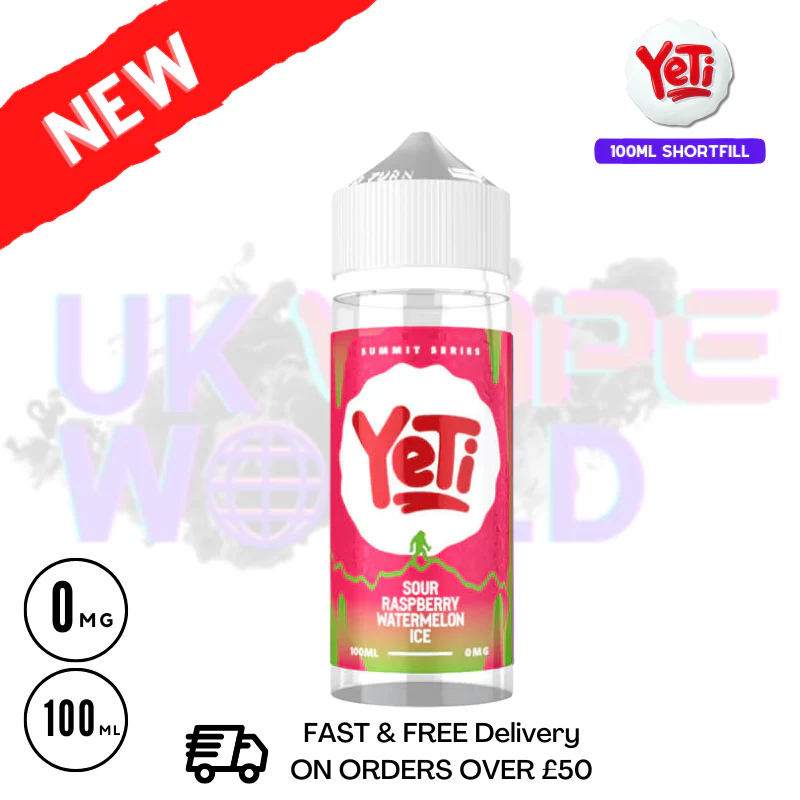 Sour Raspberry Watermelon ICE Yeti Summit Shortfill Juice 100ML Eliquid