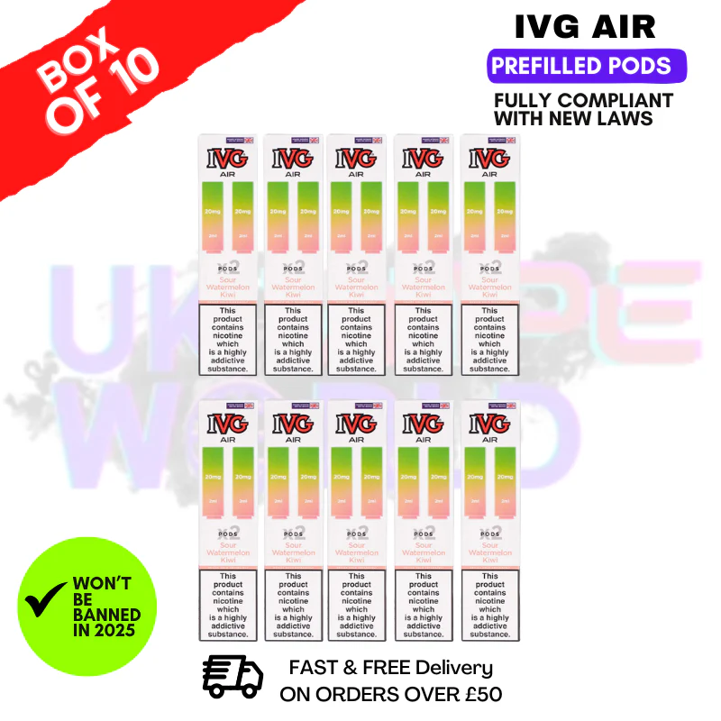 Sour Watermelon Kiwi IVG AIR Prefilled Pod Box Of 10
