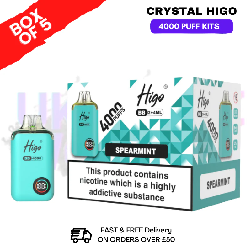 Spearmint Crystal Higo 4000 Pod Kits Box Of 5