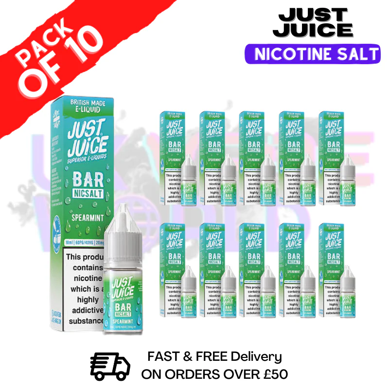 Spearmint Just Juice Nic Salt Box Of 10 - ONLY £17.99
