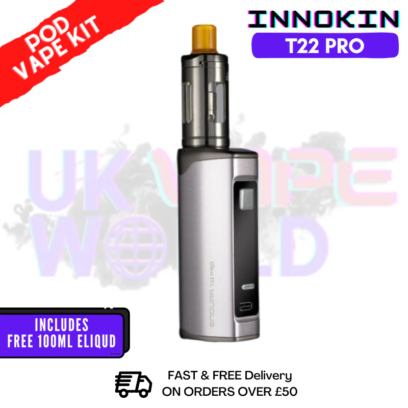 Steel Grey Innokin Endura T22 Pro Kit + FREE 100ML E Liquid