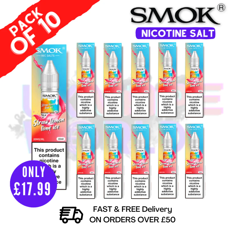 Straw Lemon Lime Ice Smok Nic Salt E Liquid BOX OF 10